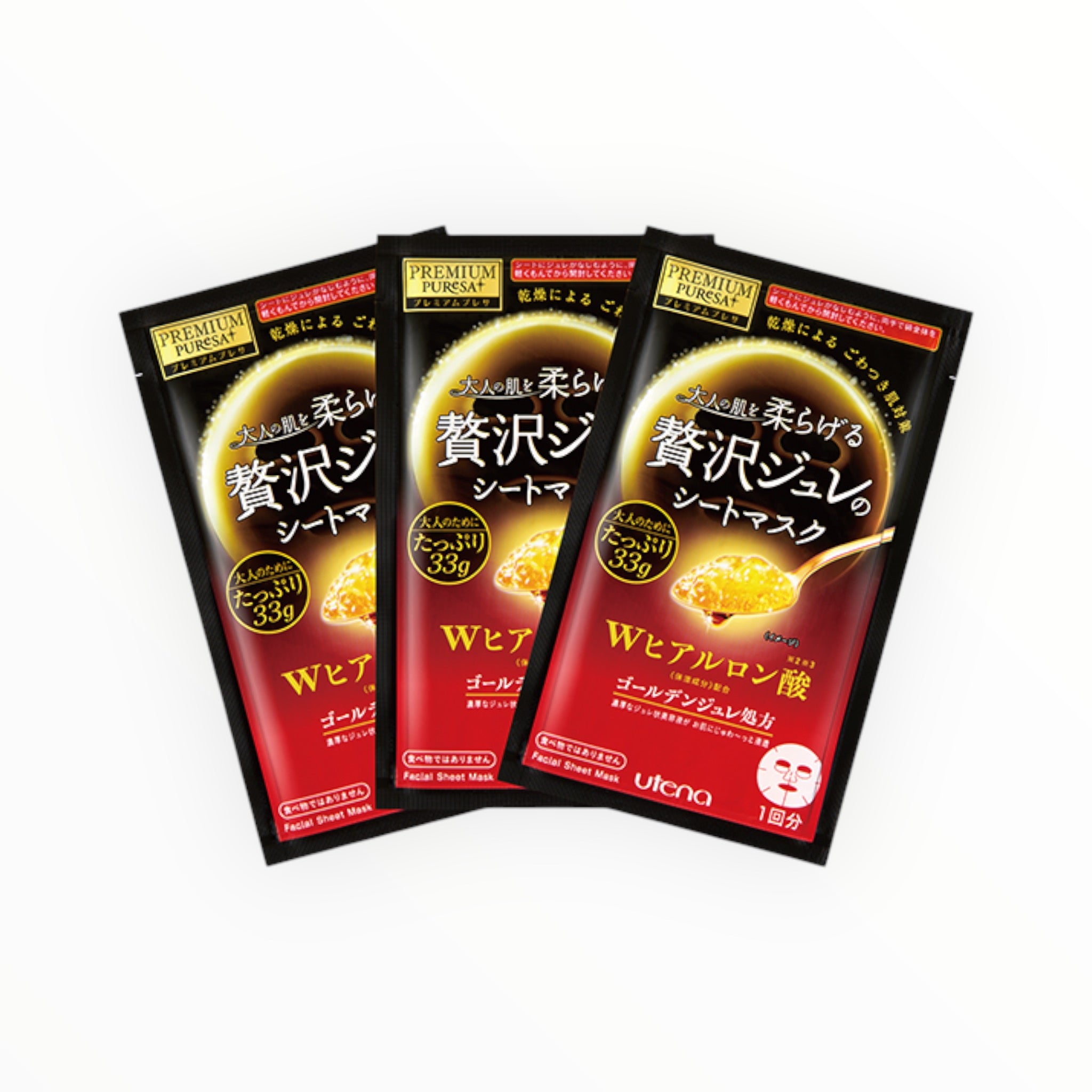 Utena Premium Puresa Golden Jelly Mask with Hyaluronic Acid 33g x 3 Sheets