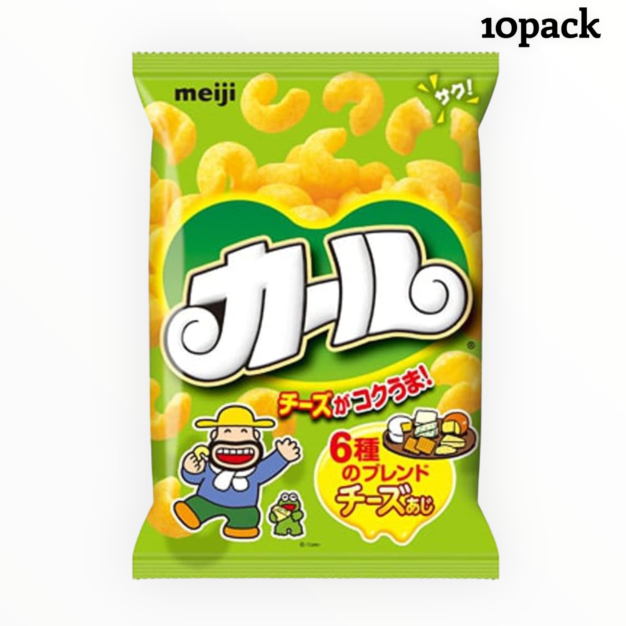 Meiji Karl Cheese Curls Corn Puff Snack (Box of 10 Bags)