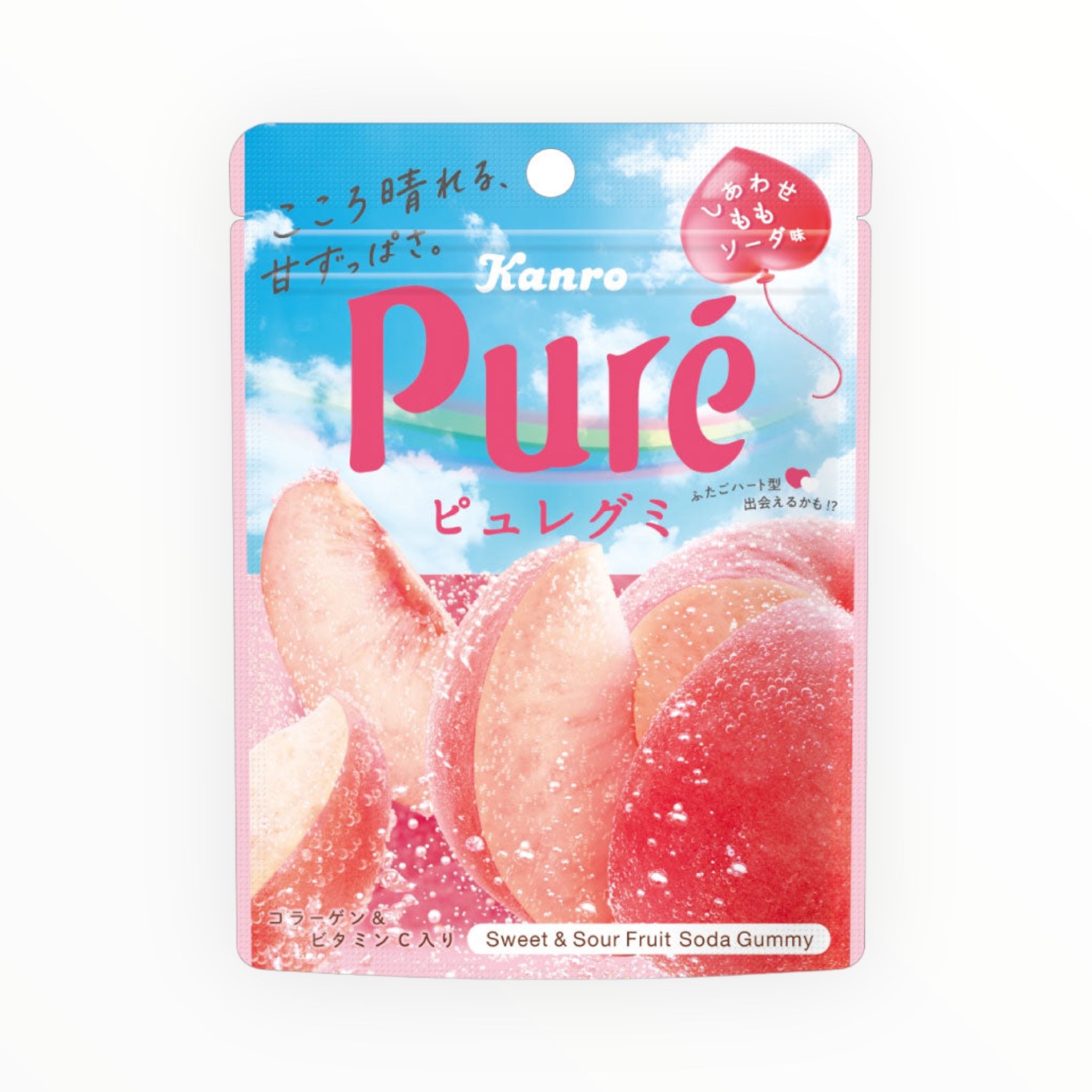 Kanro Pure Gummy Happiness Peach Soda 52g (Pack of 6)