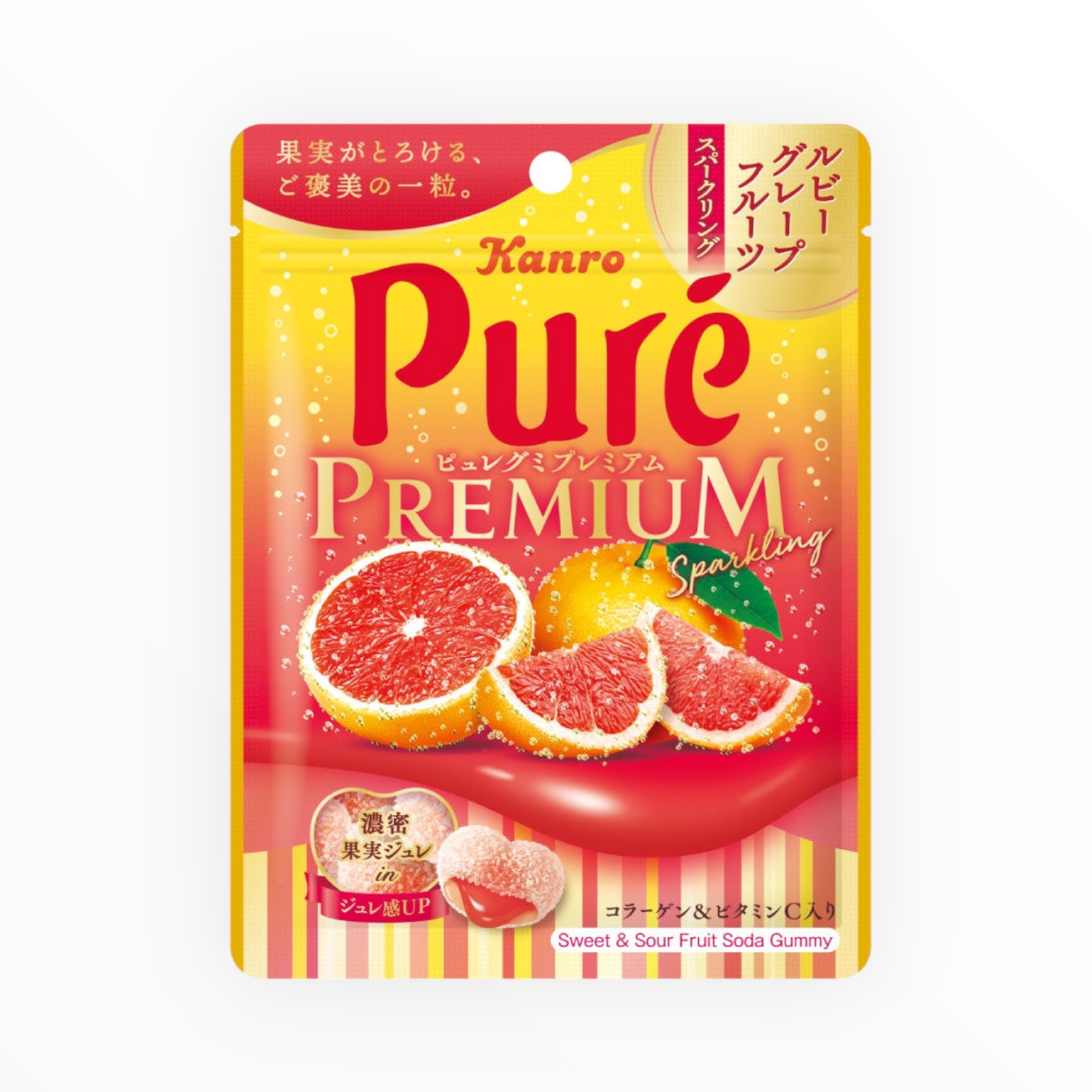 KANRO Premium Ruby Grapefruit Sparkling Gummies 54g (PACK OF 6)