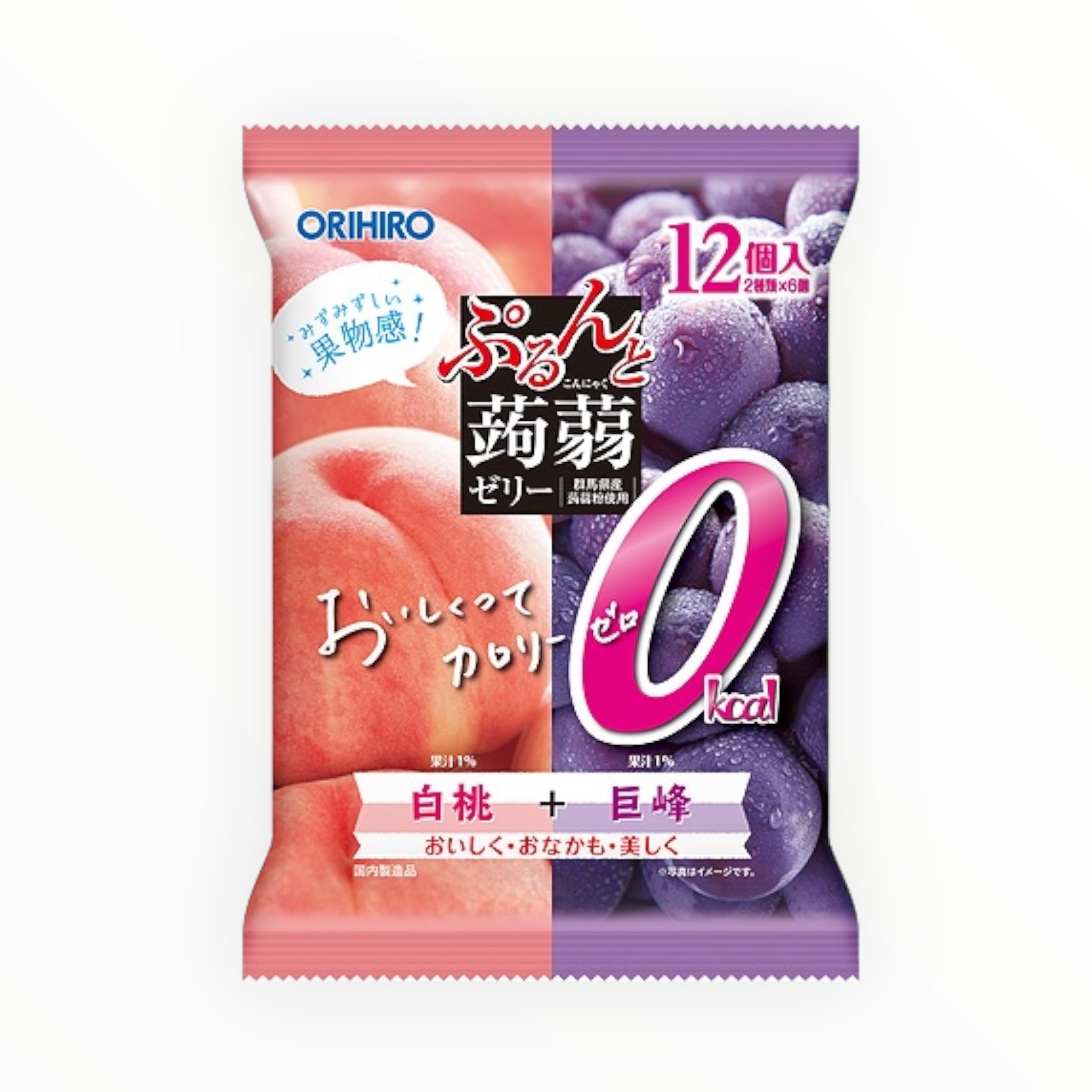 ORIHIRO Purunto Konjac Jelly Pouch - Zero Calorie White Peach + Kyoho Grape 216g