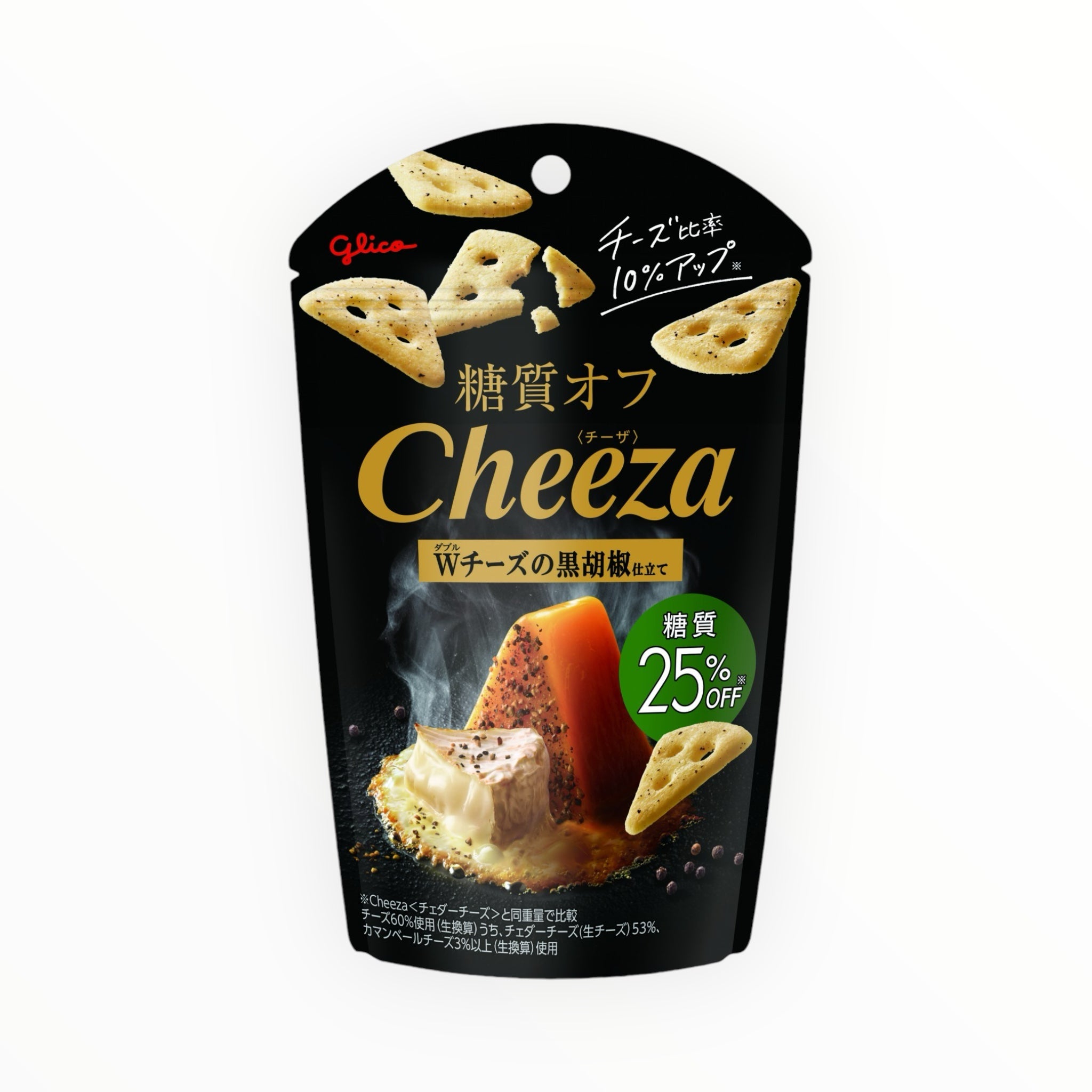 Glico Cheeza Double Cheese &amp; Black Pepper – Low Carb (Pack of 10)