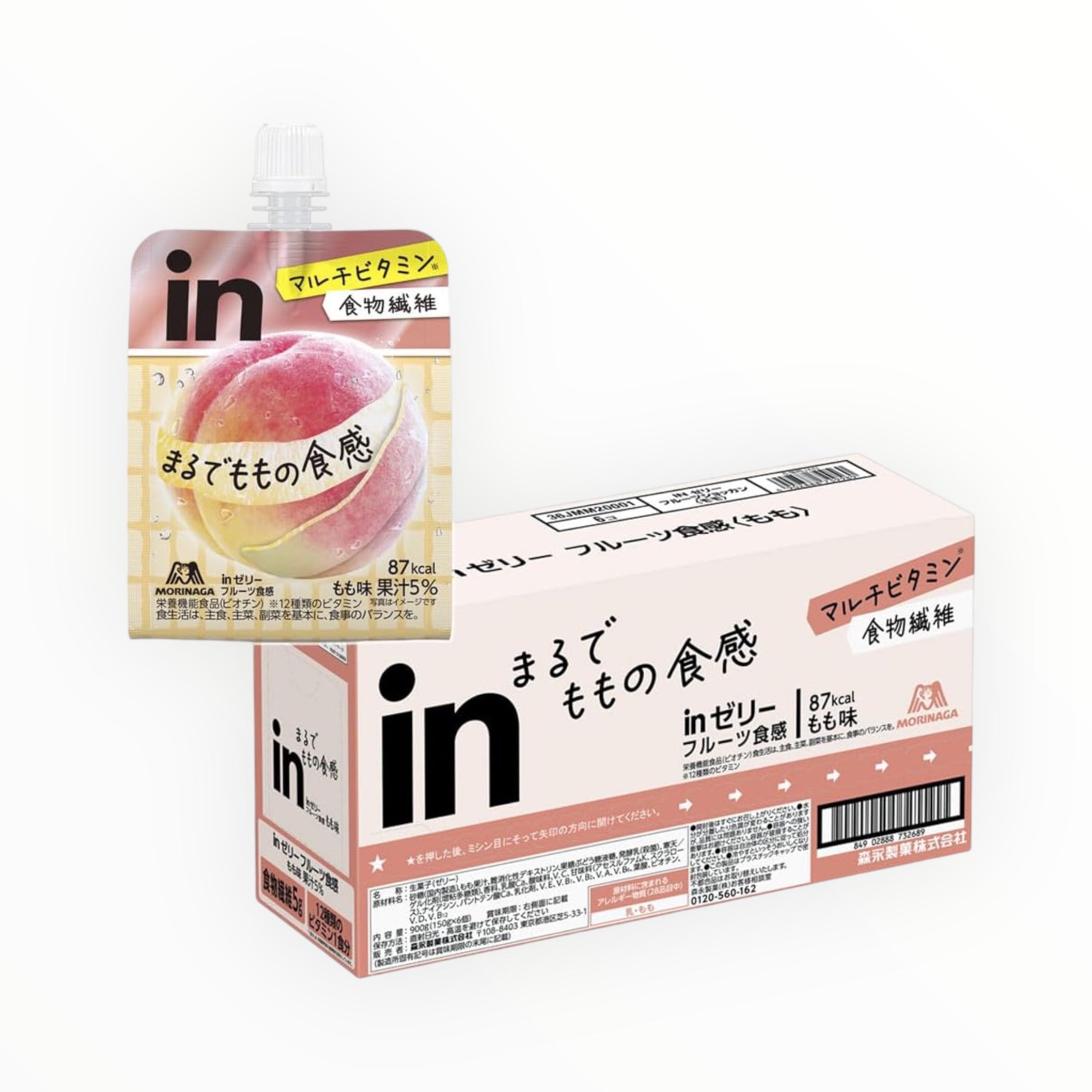 Morinaga in Jelly Fruity Texture Peach 150g × 6 Pieces